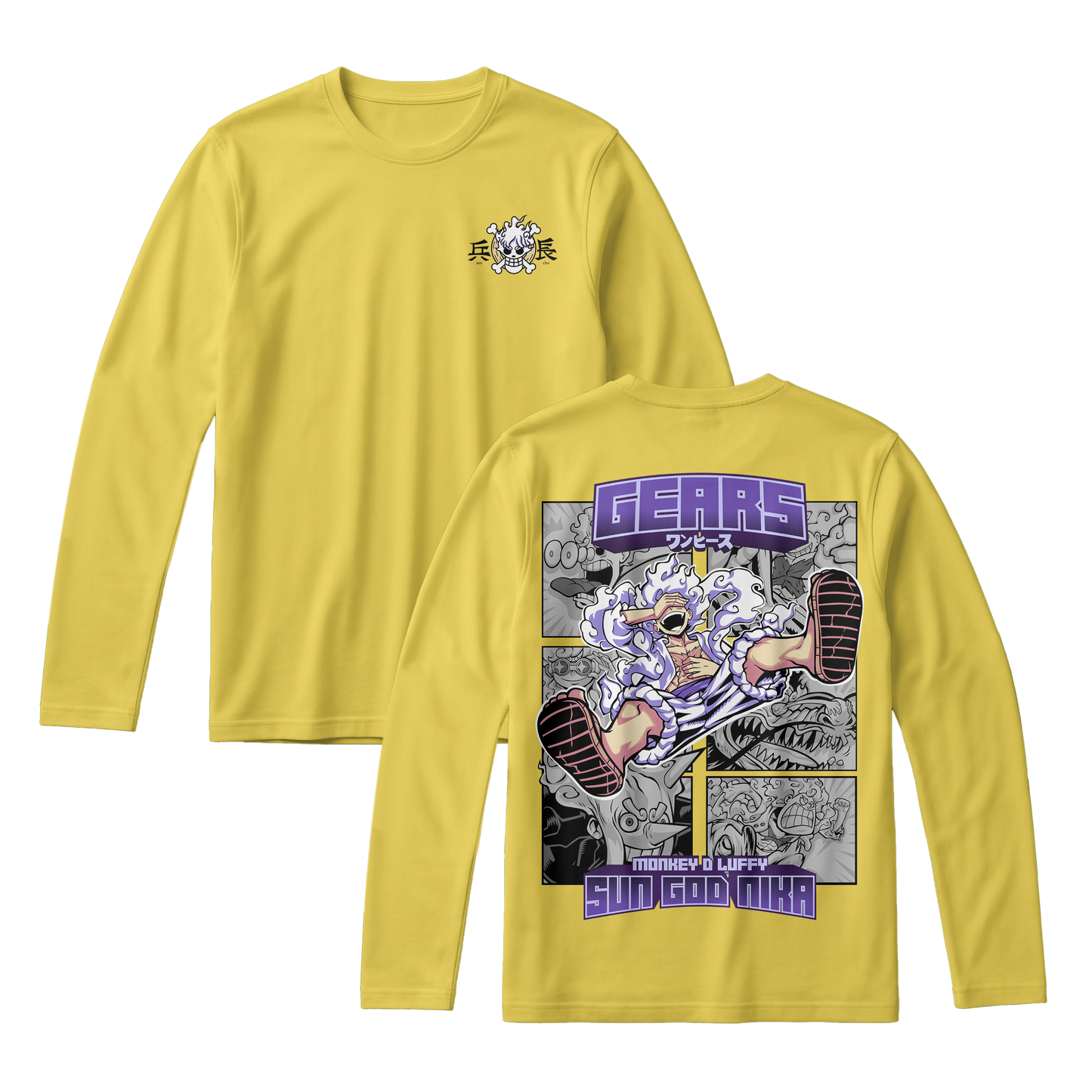 Anime One Piece Gear 5 Monkey D. Luffy Sun God Nika Long Sleeve Tee - RZM011