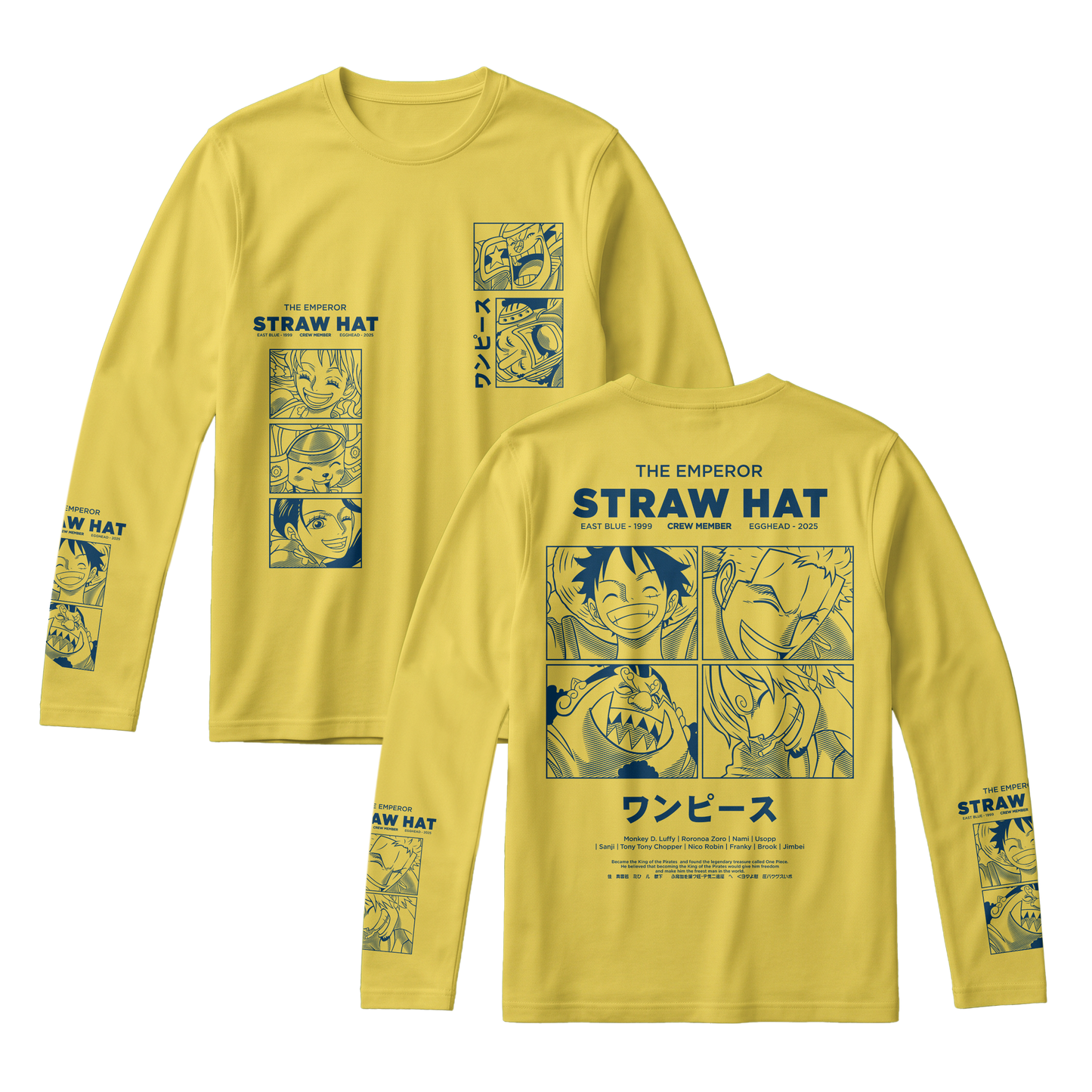 Anime One Piece Emperor Straw Hat Crew Long Sleeve Tee - RZM014