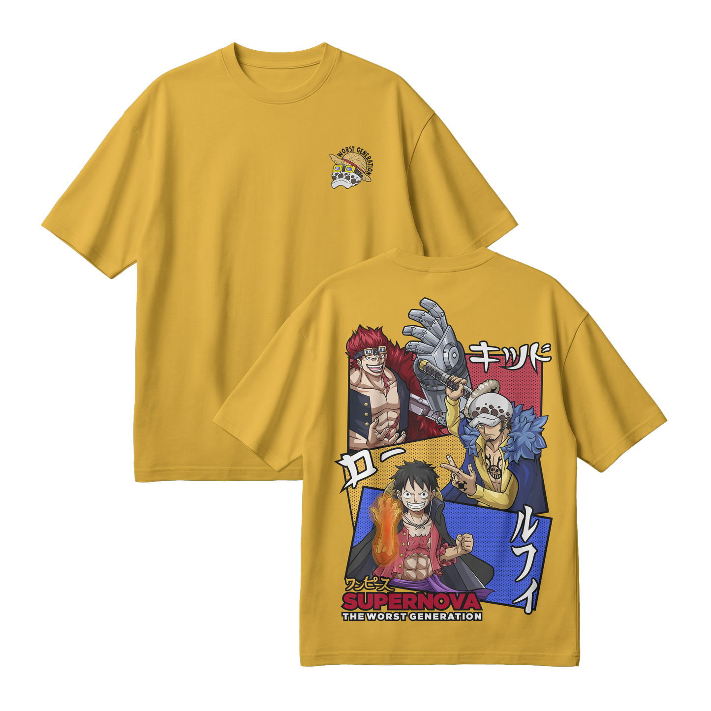 Anime One Piece Supernova The Worst Generation Oversized T-Shirt - RZM007