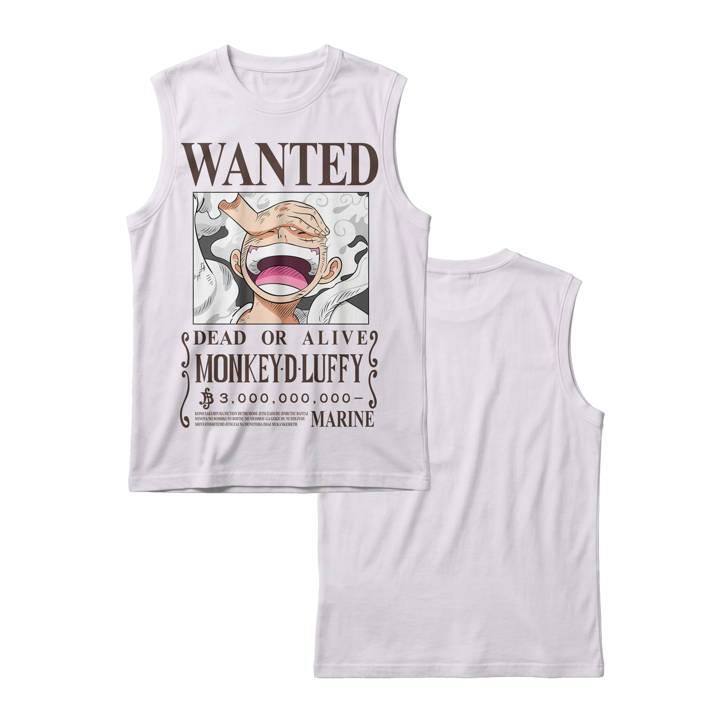 Anime One Piece Wanted Monkey D. Luffy Gear 5 Sleeveless - RZM012