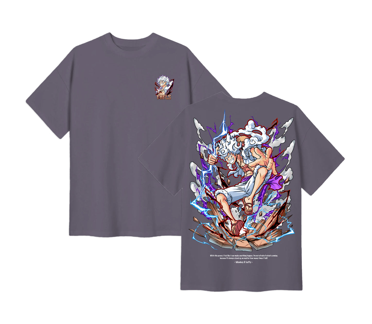 Anime One Piece Monkey D. Luffy Short Sleeve Tee - Ash Grey