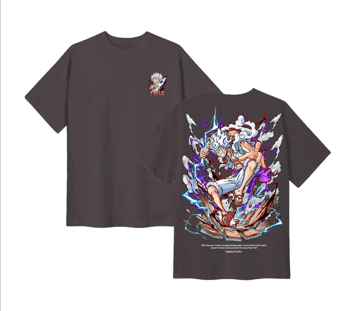Anime One Piece Monkey D. Luffy Short Sleeve Tee - Asphalt Grey
