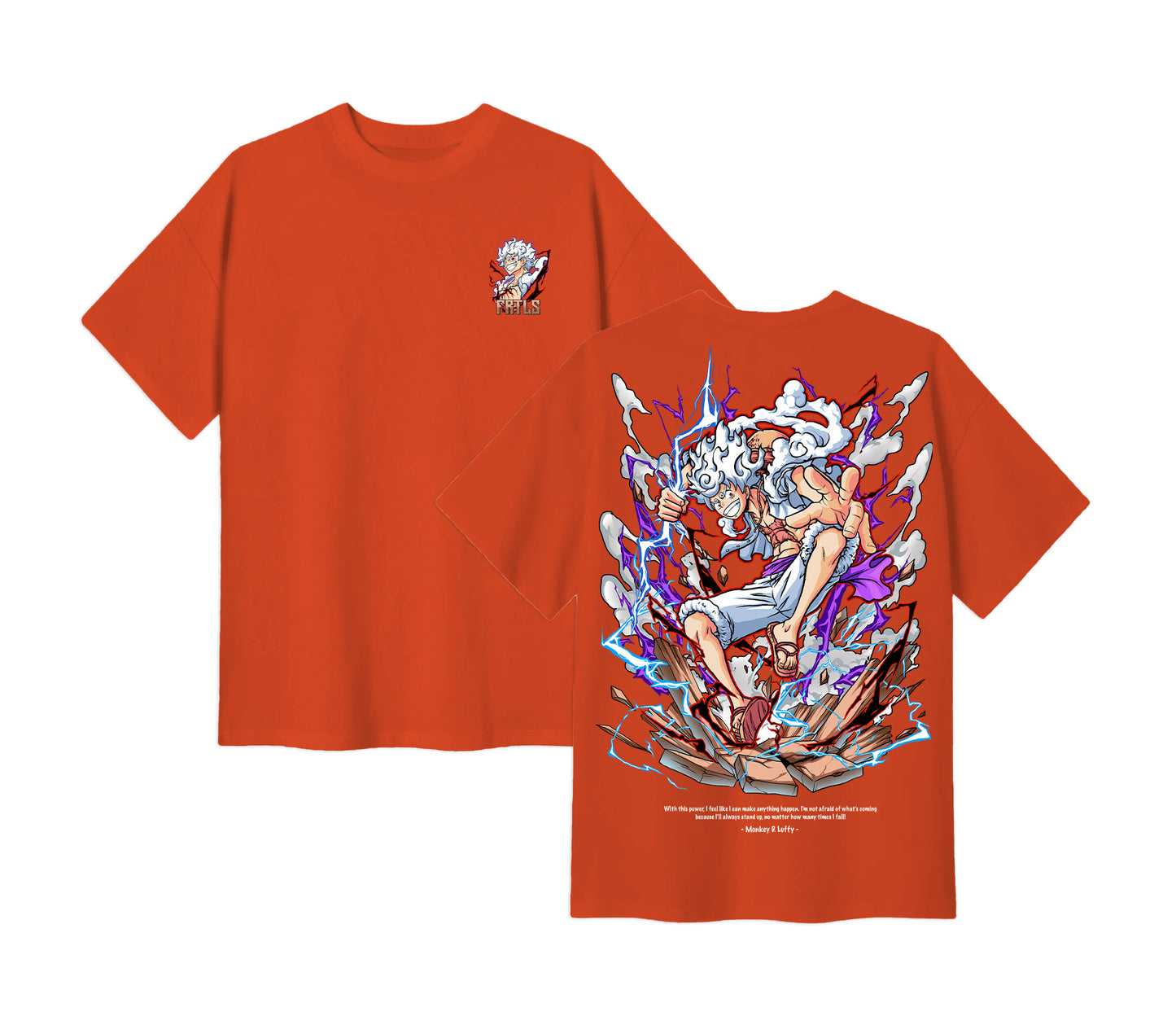 Anime One Piece Monkey D. Luffy Short Sleeve Tee - Brick