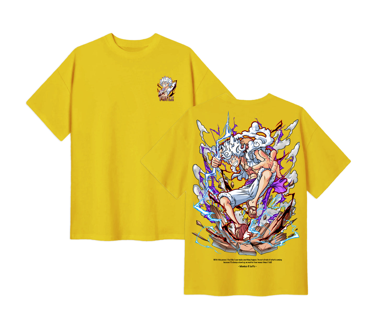 Anime One Piece Monkey D. Luffy Short Sleeve Tee - Canary Yellow