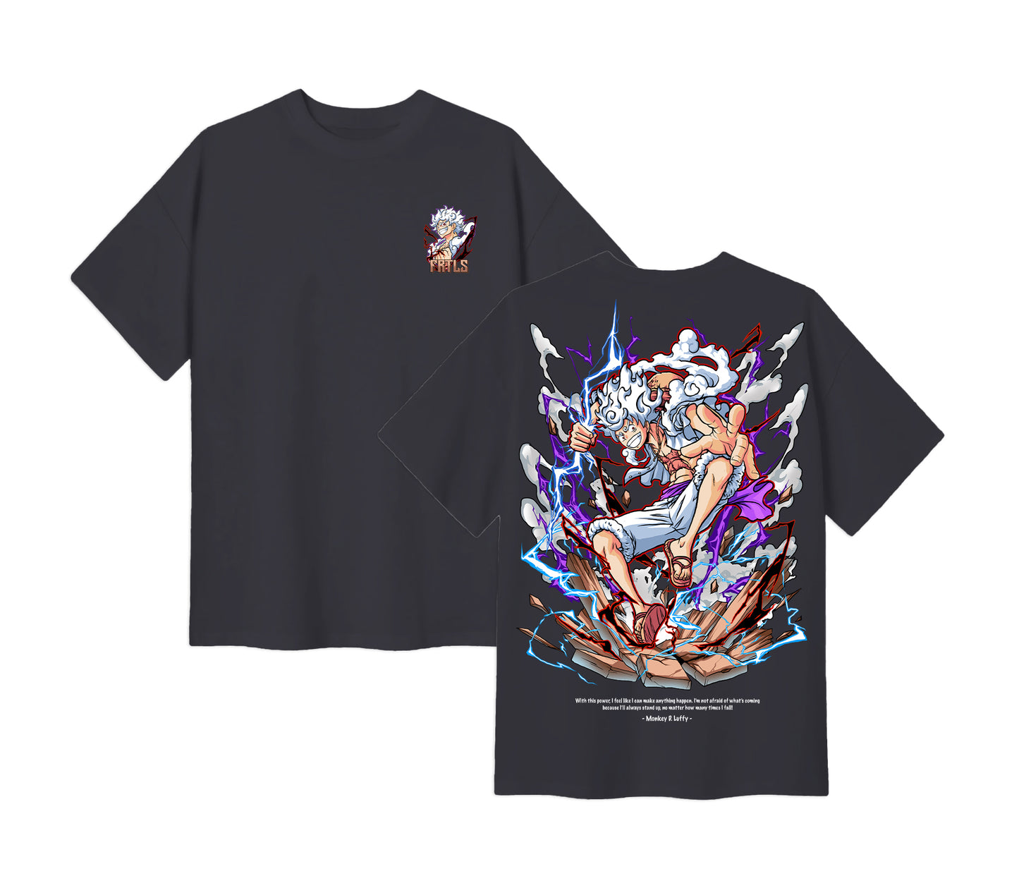 Anime One Piece Monkey D. Luffy Short Sleeve Tee - Dark Grey