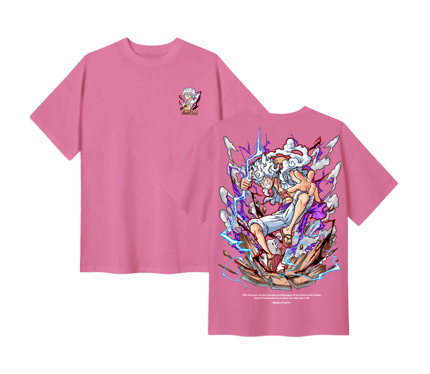 Anime One Piece Monkey D. Luffy Short Sleeve Tee - Flamingo