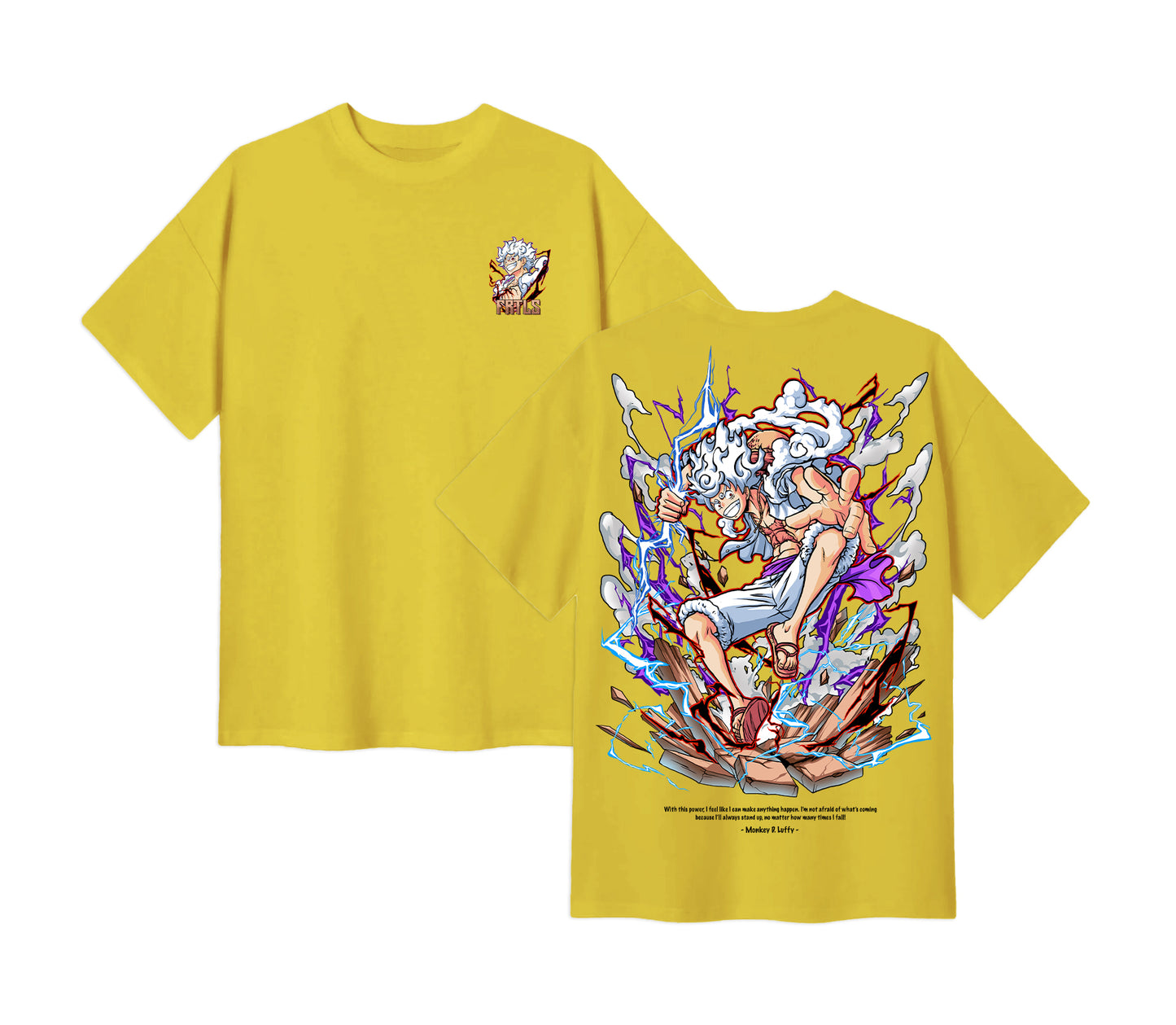 Anime One Piece Monkey D. Luffy Short Sleeve Tee - Lemon
