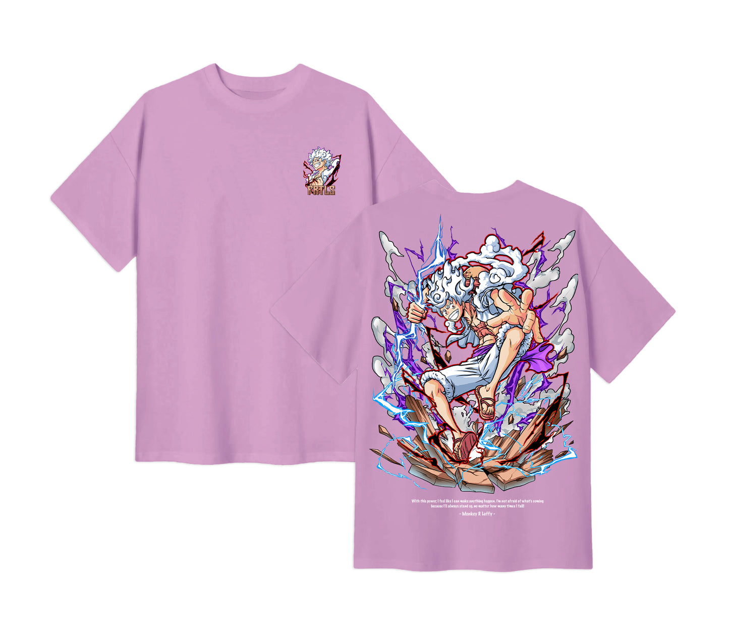 Anime One Piece Monkey D. Luffy Short Sleeve Tee - Lilac