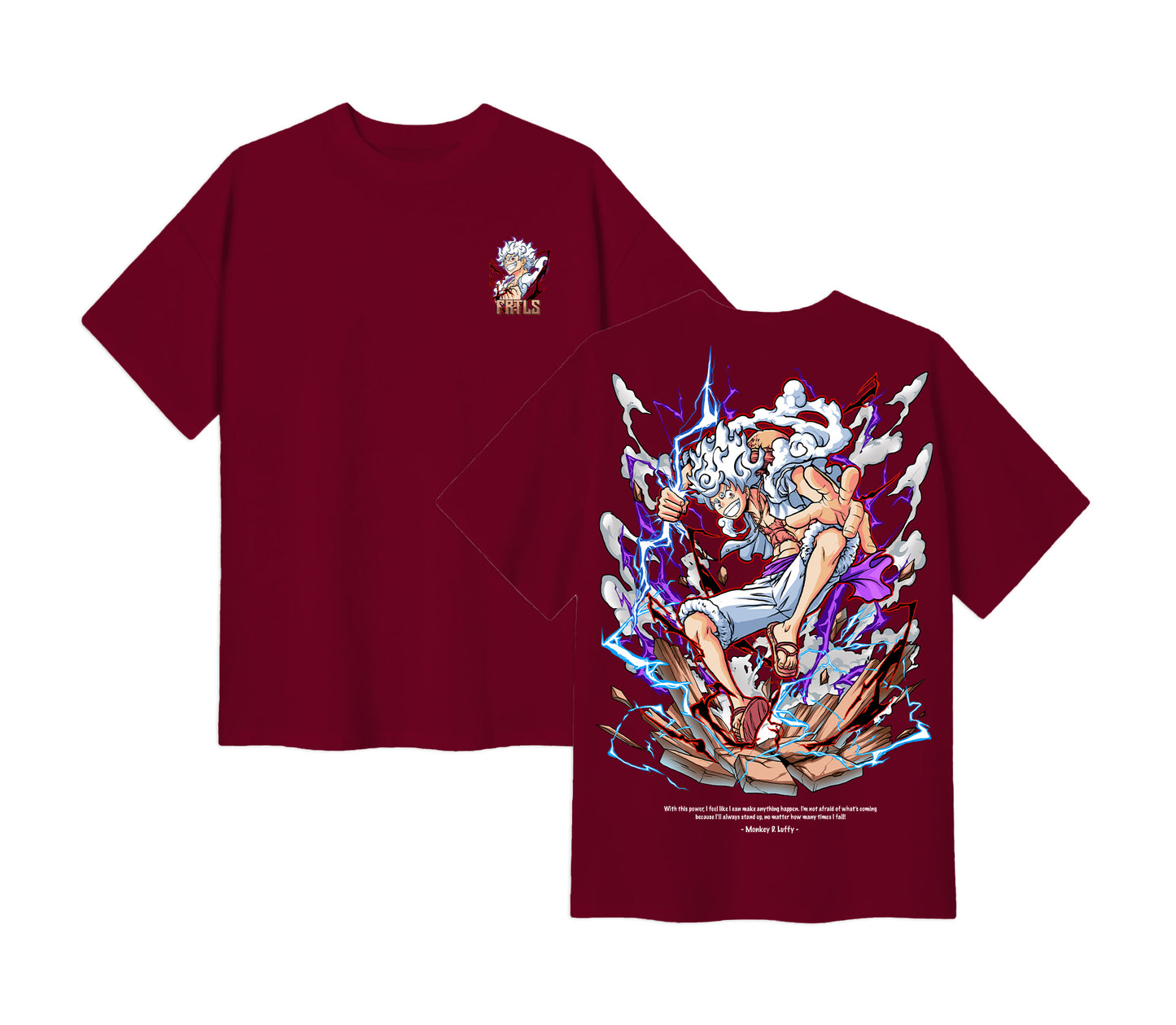 Anime One Piece Monkey D. Luffy Short Sleeve Tee - Maroon