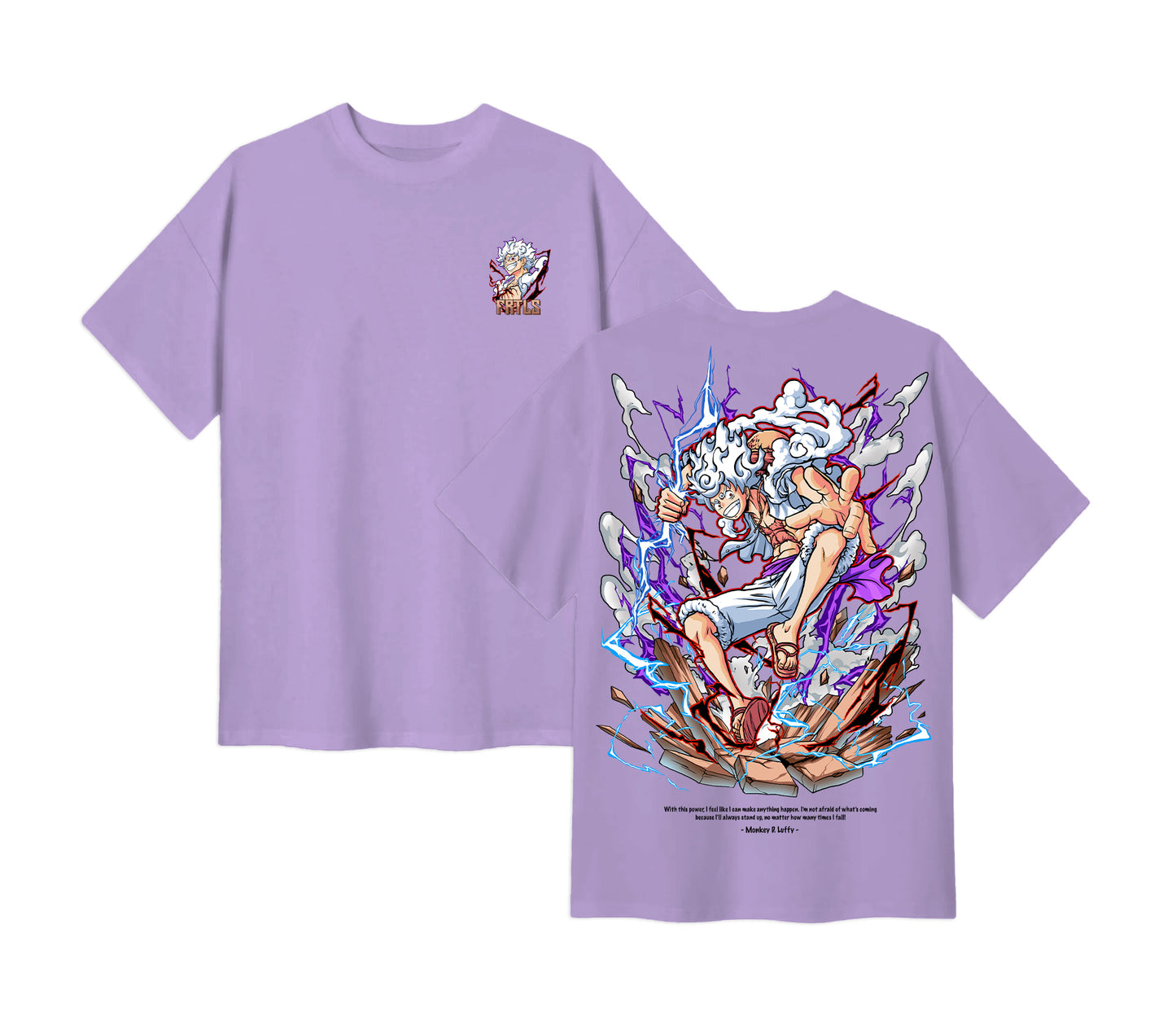 Anime One Piece Monkey D. Luffy Short Sleeve Tee - Periwinkle
