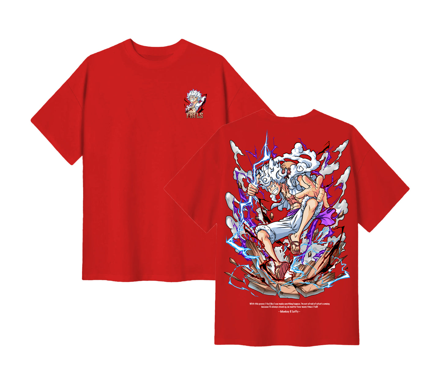 Anime One Piece Monkey D. Luffy Short Sleeve Tee - Red Chili