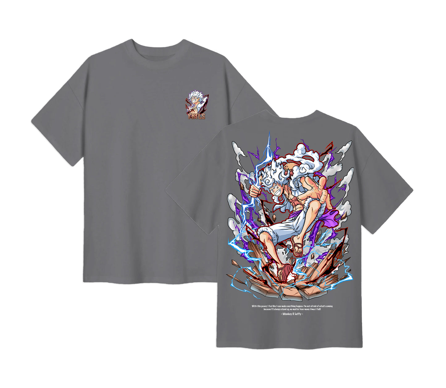 Anime One Piece Monkey D. Luffy Short Sleeve Tee - Smoke Grey