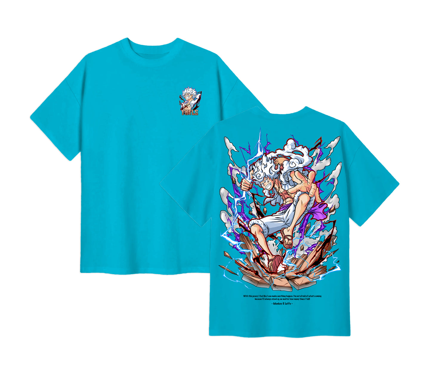 Anime One Piece Monkey D. Luffy Short Sleeve Tee - Tiffany