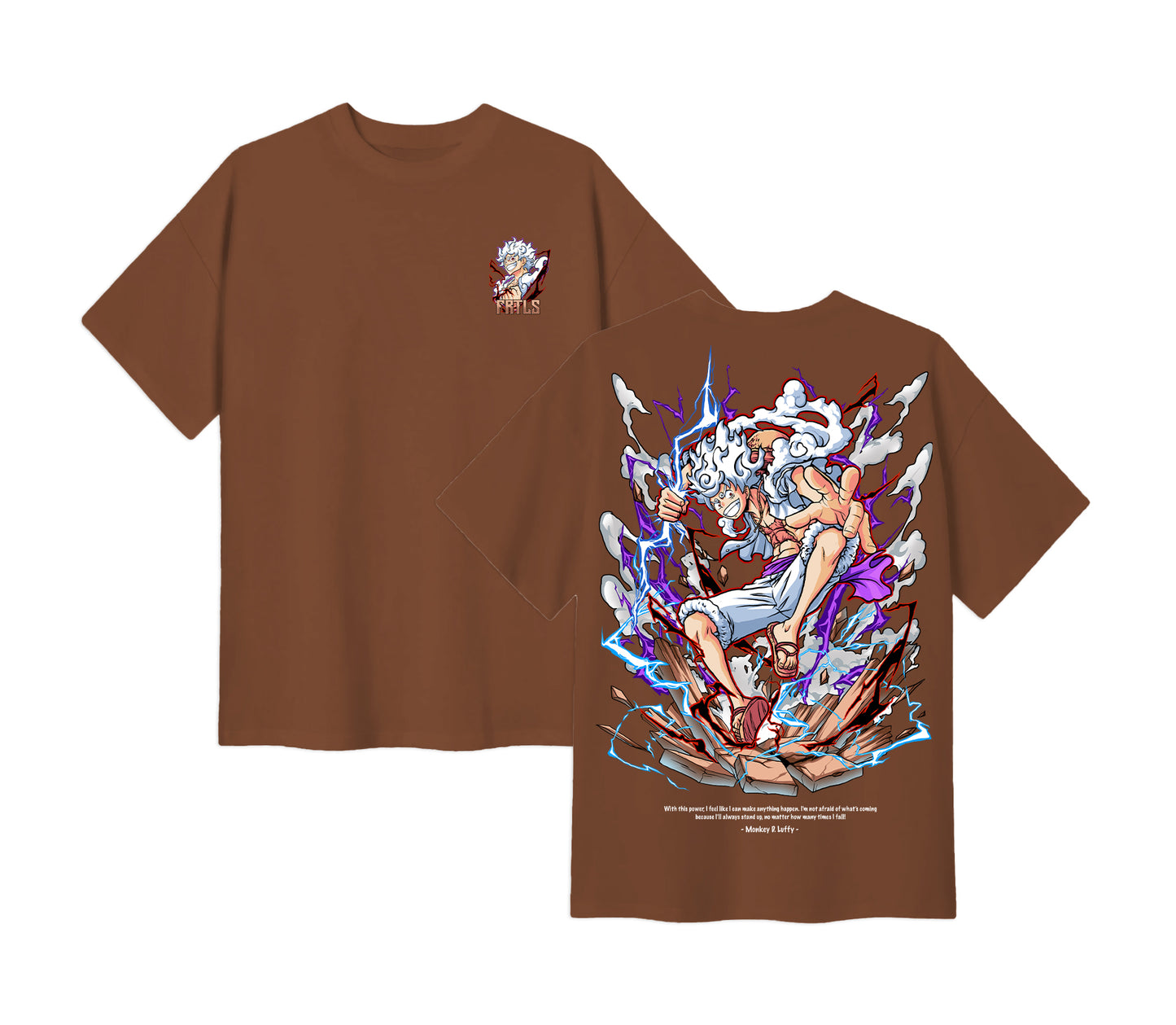 Anime One Piece Monkey D. Luffy Short Sleeve Tee - Walnut