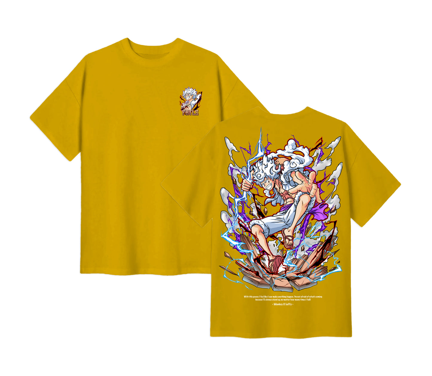 Anime One Piece Monkey D. Luffy Short Sleeve Tee - Yellow