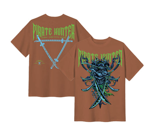 Anime One Piece Roronoa Zoro Pirates Hunter Short Sleeve Tee - RZM010 - Almond