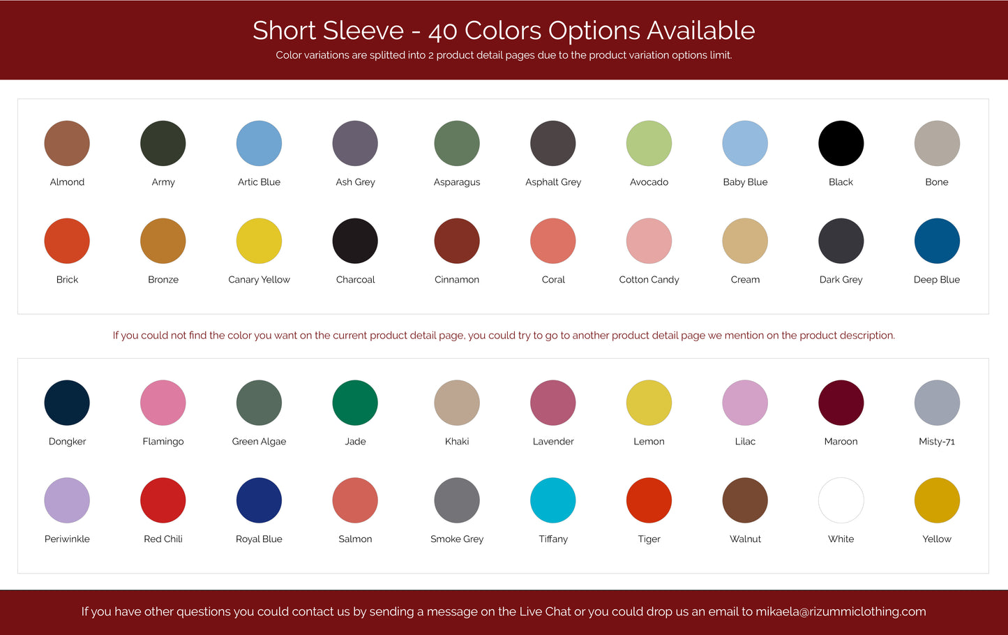 Short Sleeve Color Guides - rizummiclothing.com