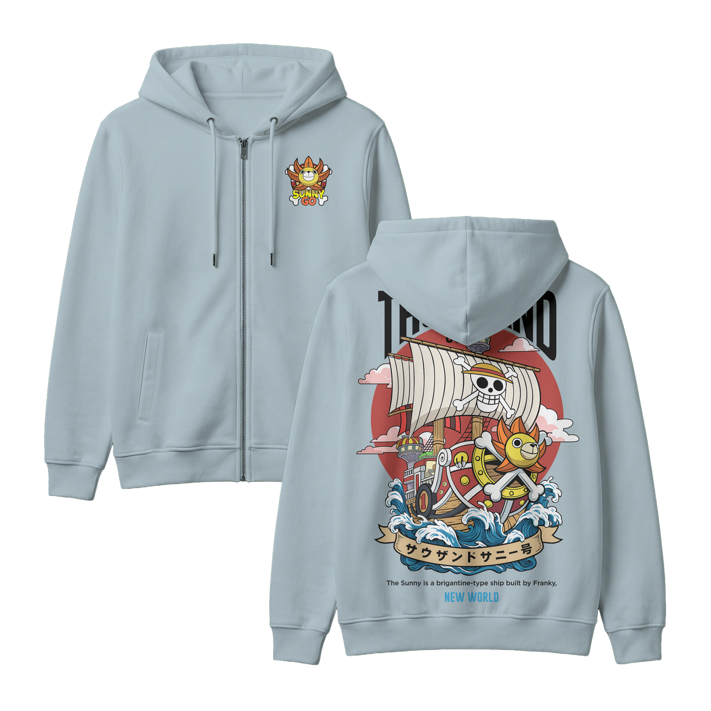 Anime One Piece Thousand Sunny Zip-up Hoodie - RZM016