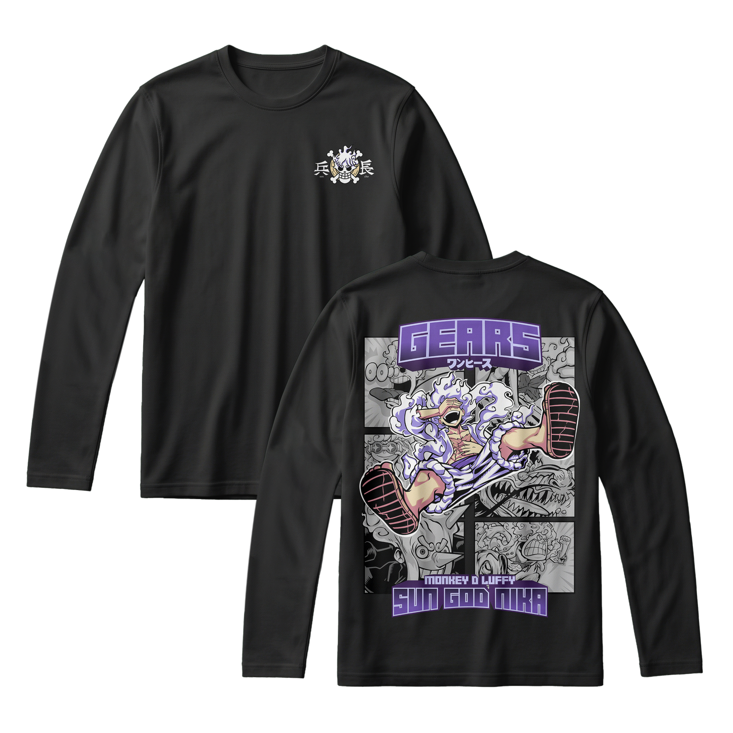 Anime One Piece Gear 5 Monkey D. Luffy Sun God Nika Long Sleeve Tee - RZM011