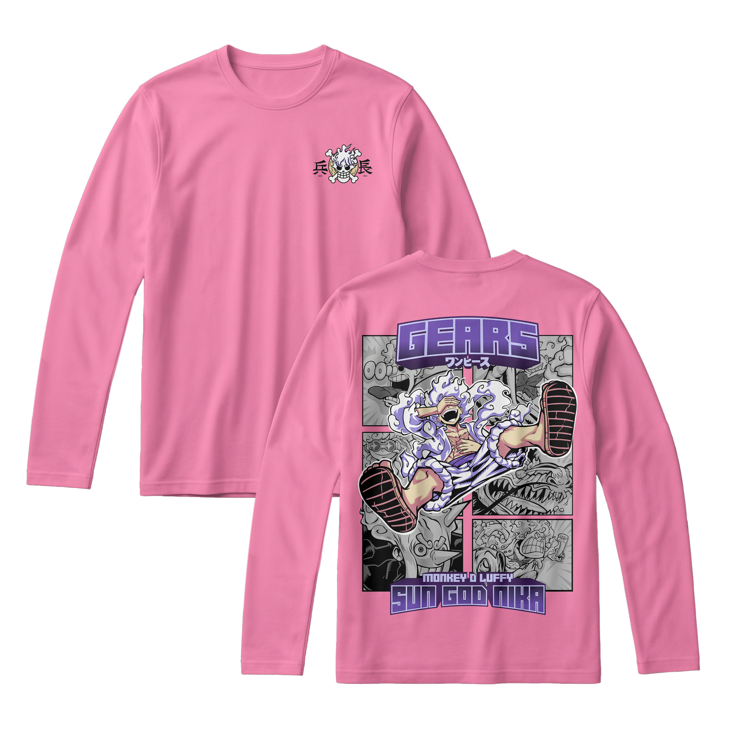 Anime One Piece Gear 5 Monkey D. Luffy Sun God Nika Long Sleeve Tee - RZM011