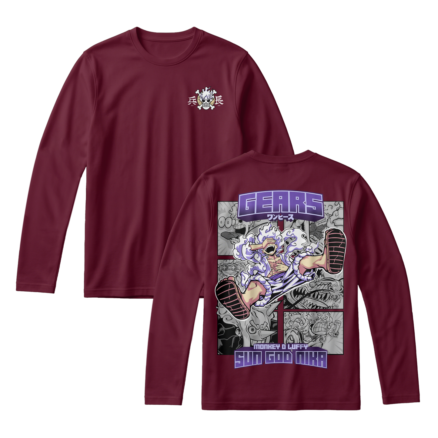 Anime One Piece Gear 5 Monkey D. Luffy Sun God Nika Long Sleeve Tee - RZM011