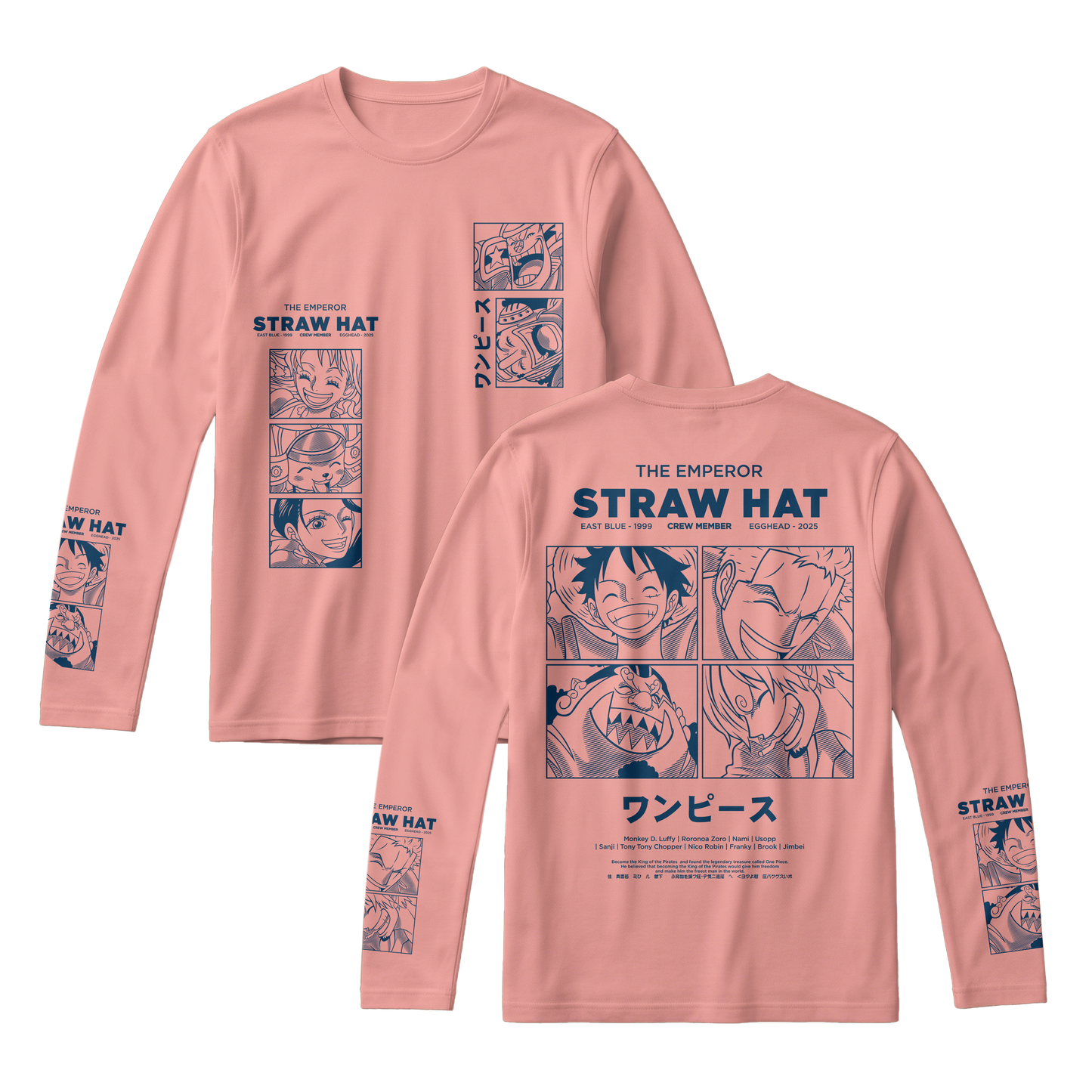 Anime One Piece Emperor Straw Hat Crew Long Sleeve Tee - RZM014