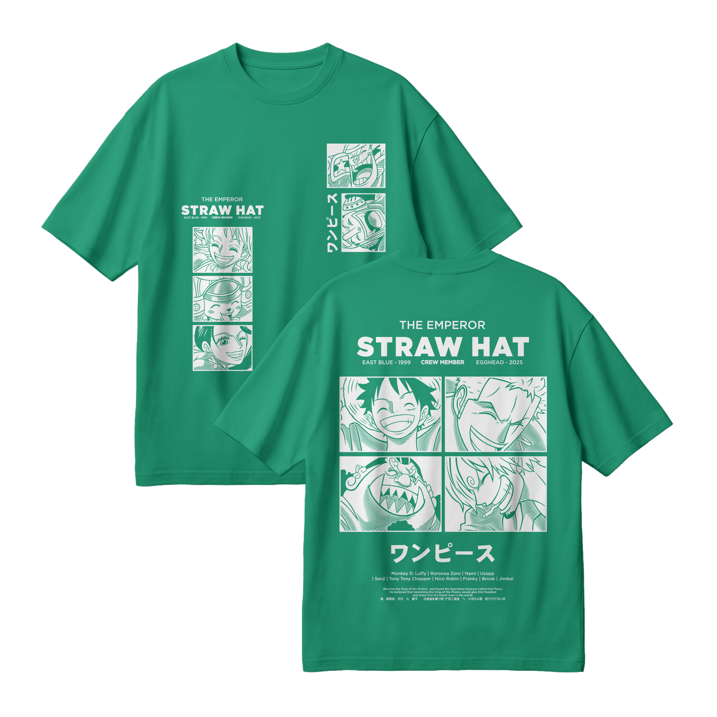 Anime One Piece Emperor Straw Hat Crew Oversized T-Shirt - RZM014