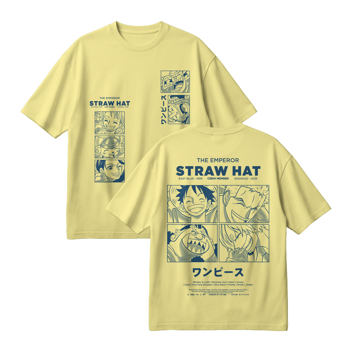 Anime One Piece Emperor Straw Hat Crew Oversized T-Shirt - RZM014