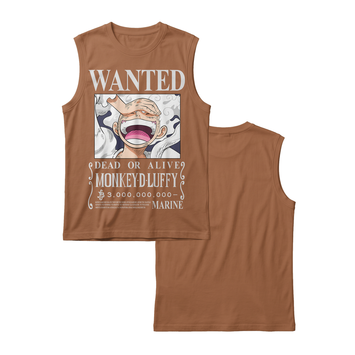 Anime One Piece Wanted Monkey D. Luffy Gear 5 Sleeveless - RZM012