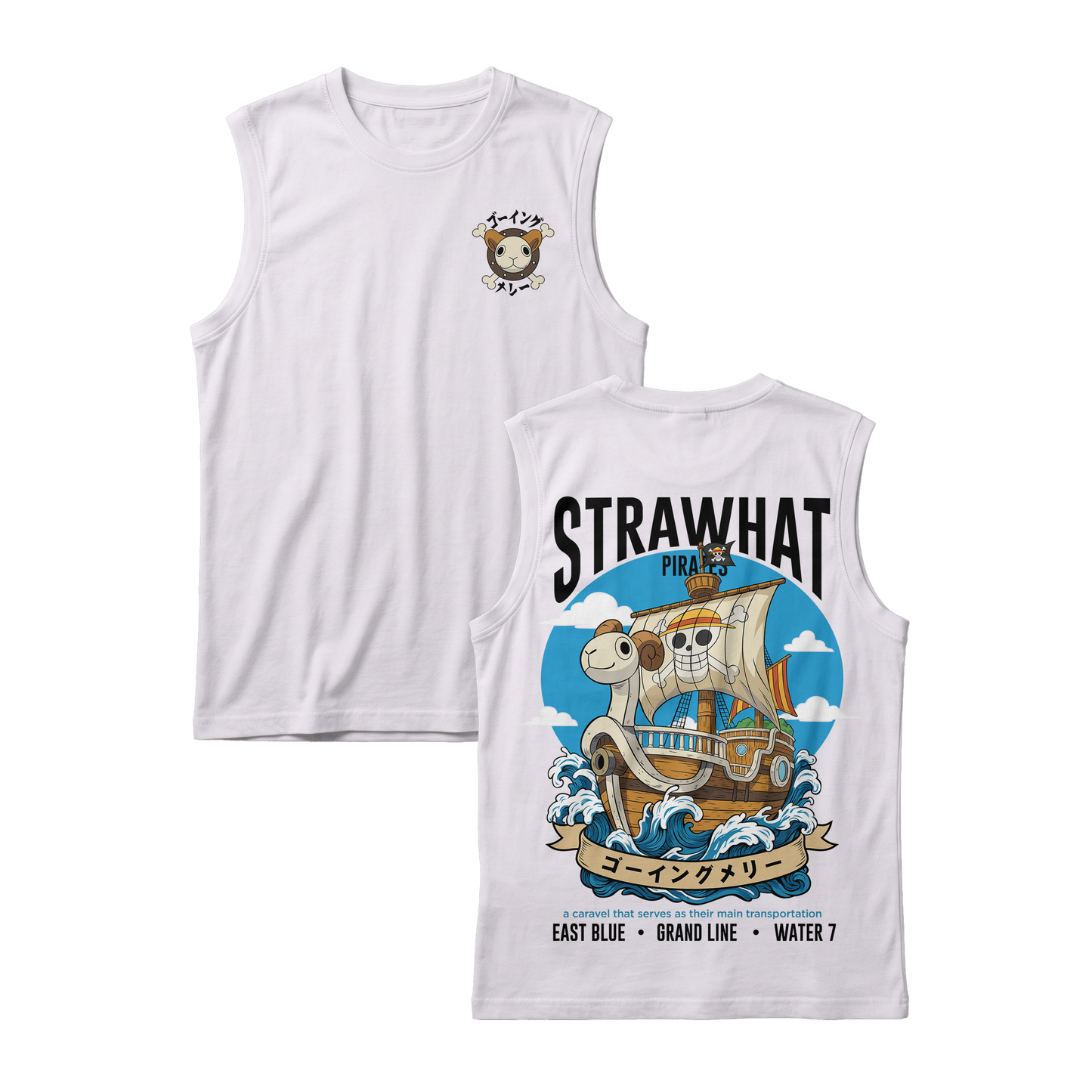 Anime One Piece Straw Hat Pirates Thousand Sunny Journey Sleeveless - RZM017