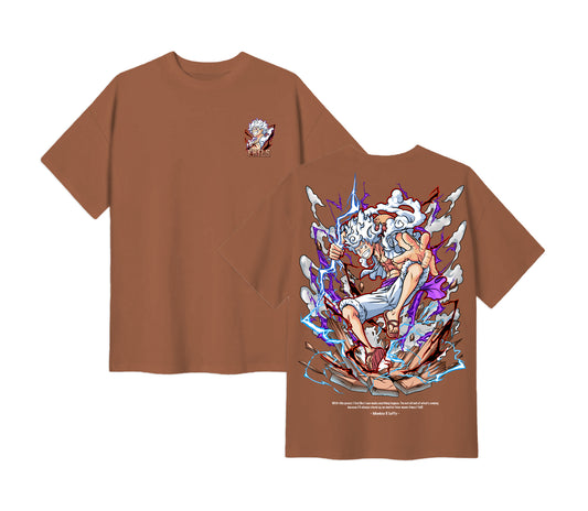 Anime One Piece Monkey D. Luffy Short Sleeve Tee - Almond