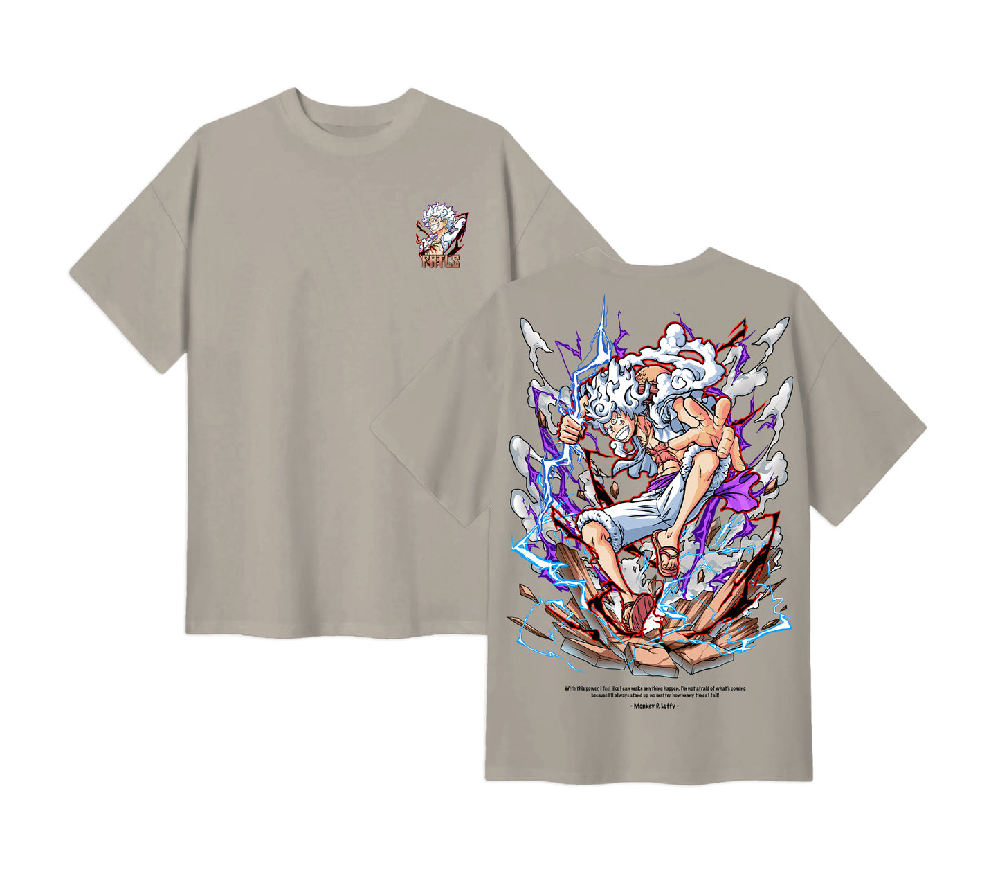 Anime One Piece Monkey D. Luffy Short Sleeve Tee - Bone