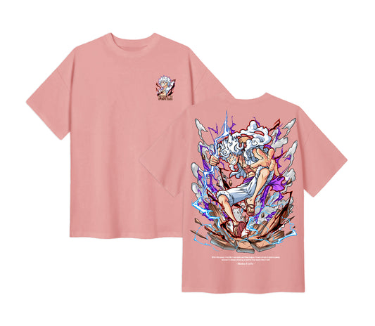 Anime One Piece Monkey D. Luffy Short Sleeve Tee - Cotton Candy