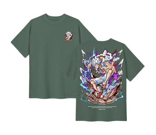 Anime One Piece Monkey D. Luffy Short Sleeve Tee - Green Algae