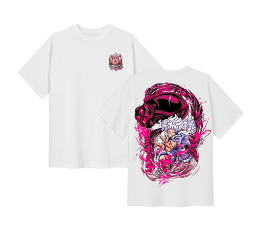 Anime One Piece Monkey D. Luffy Short Sleeve Tee - White
