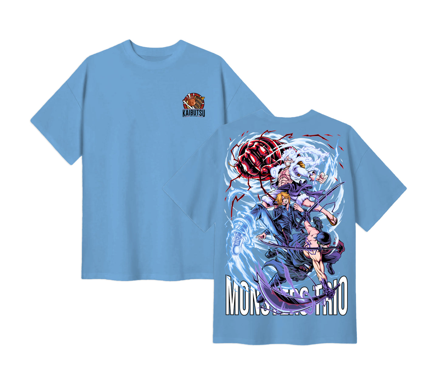 Anime One Piece Monster Trio Short Sleeve Tee - RZM009 - Artic Blue