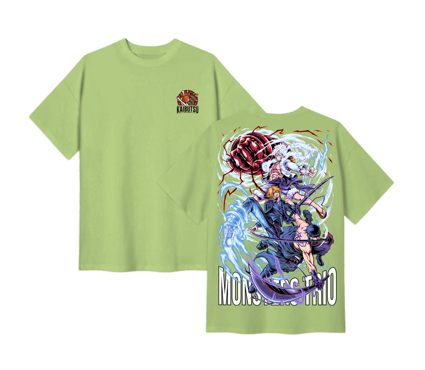 Anime One Piece Monster Trio Short Sleeve Tee - RZM009 - Avocado