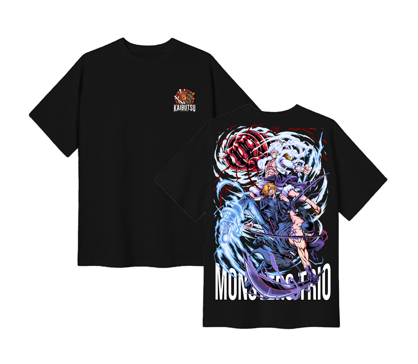 Anime One Piece Monster Trio Short Sleeve Tee - RZM009 - Black