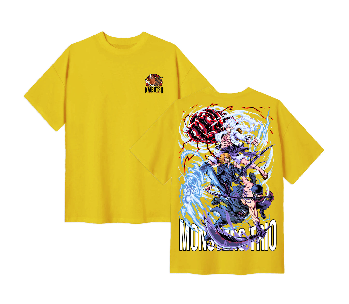Anime One Piece Monster Trio Short Sleeve Tee - RZM009 - Canary Yellow