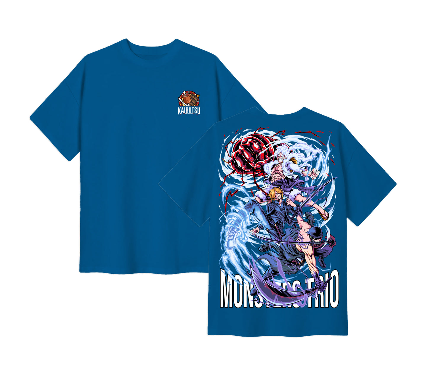 Anime One Piece Monster Trio Short Sleeve Tee - RZM009 - Deep Blue