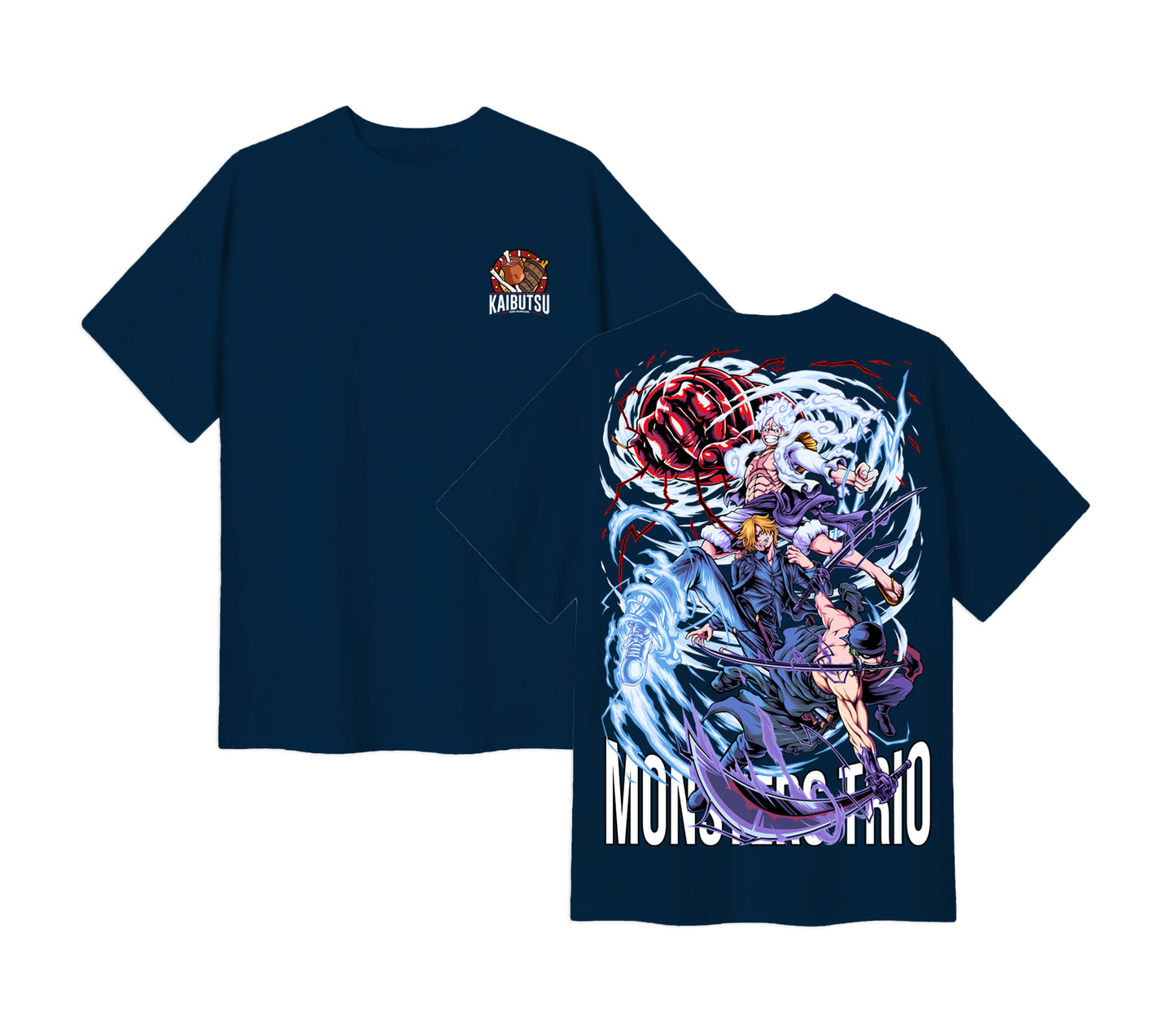 Anime One Piece Monster Trio Short Sleeve Tee - RZM009 - Dongker