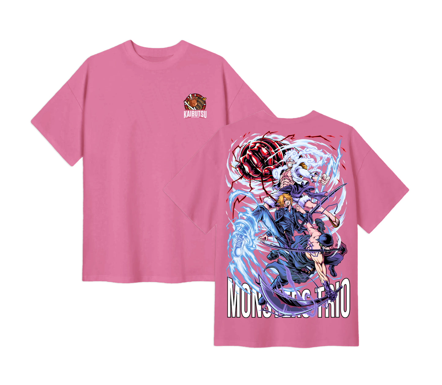 Anime One Piece Monster Trio Short Sleeve Tee - RZM009 - Flamingo