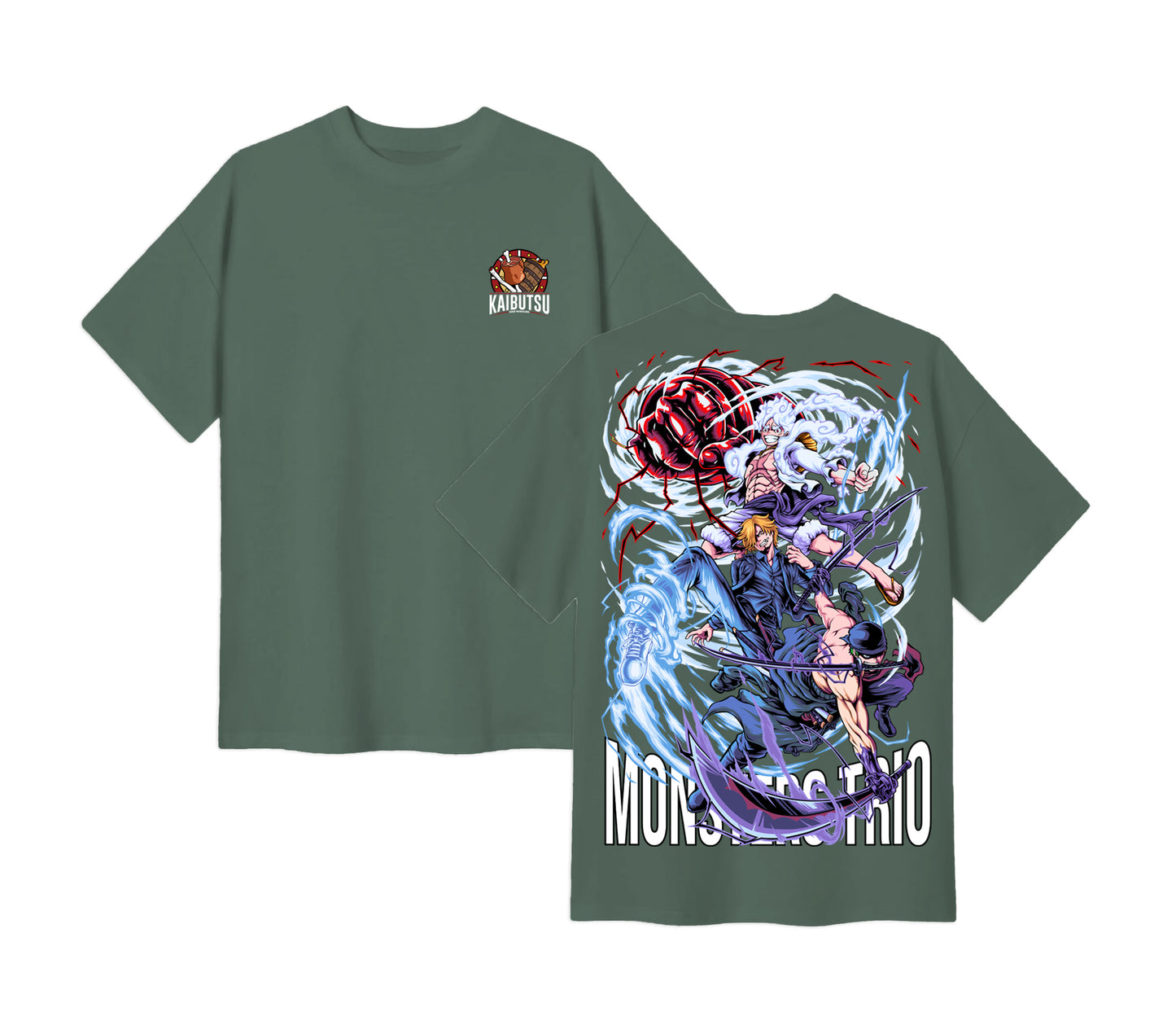 Anime One Piece Monster Trio Short Sleeve Tee - RZM009 - Green Algae
