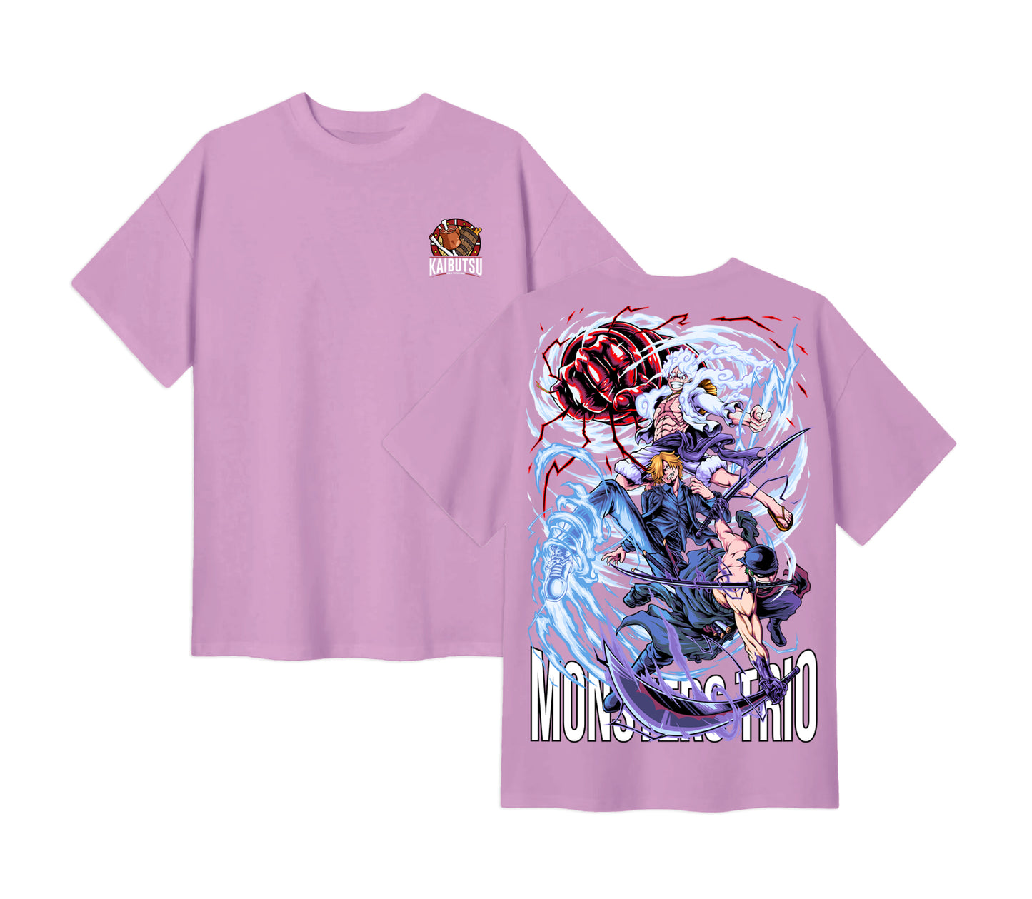 Anime One Piece Monster Trio Short Sleeve Tee - RZM009 - Lilac