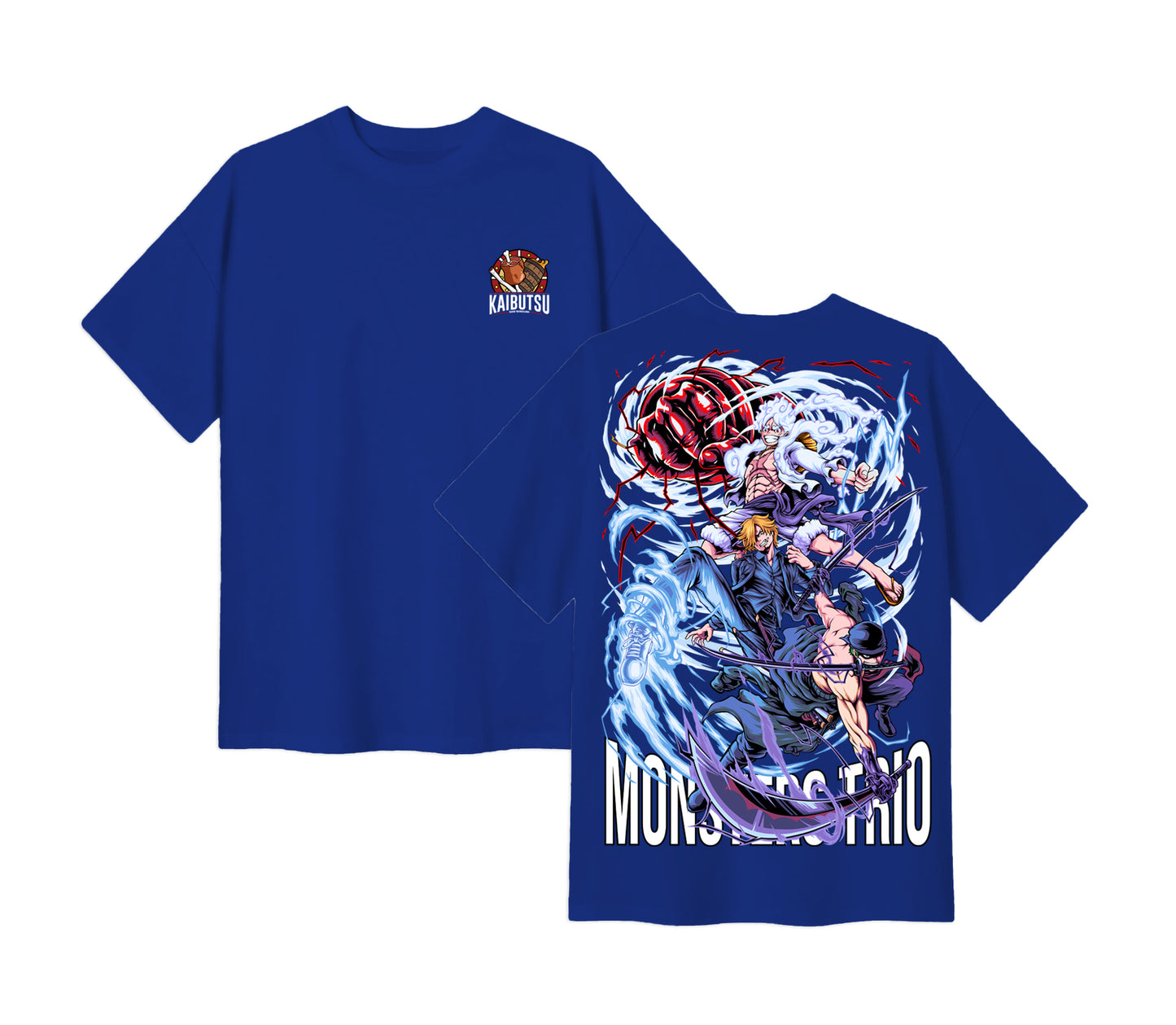 Anime One Piece Monster Trio Short Sleeve Tee - RZM009 - Royal Blue