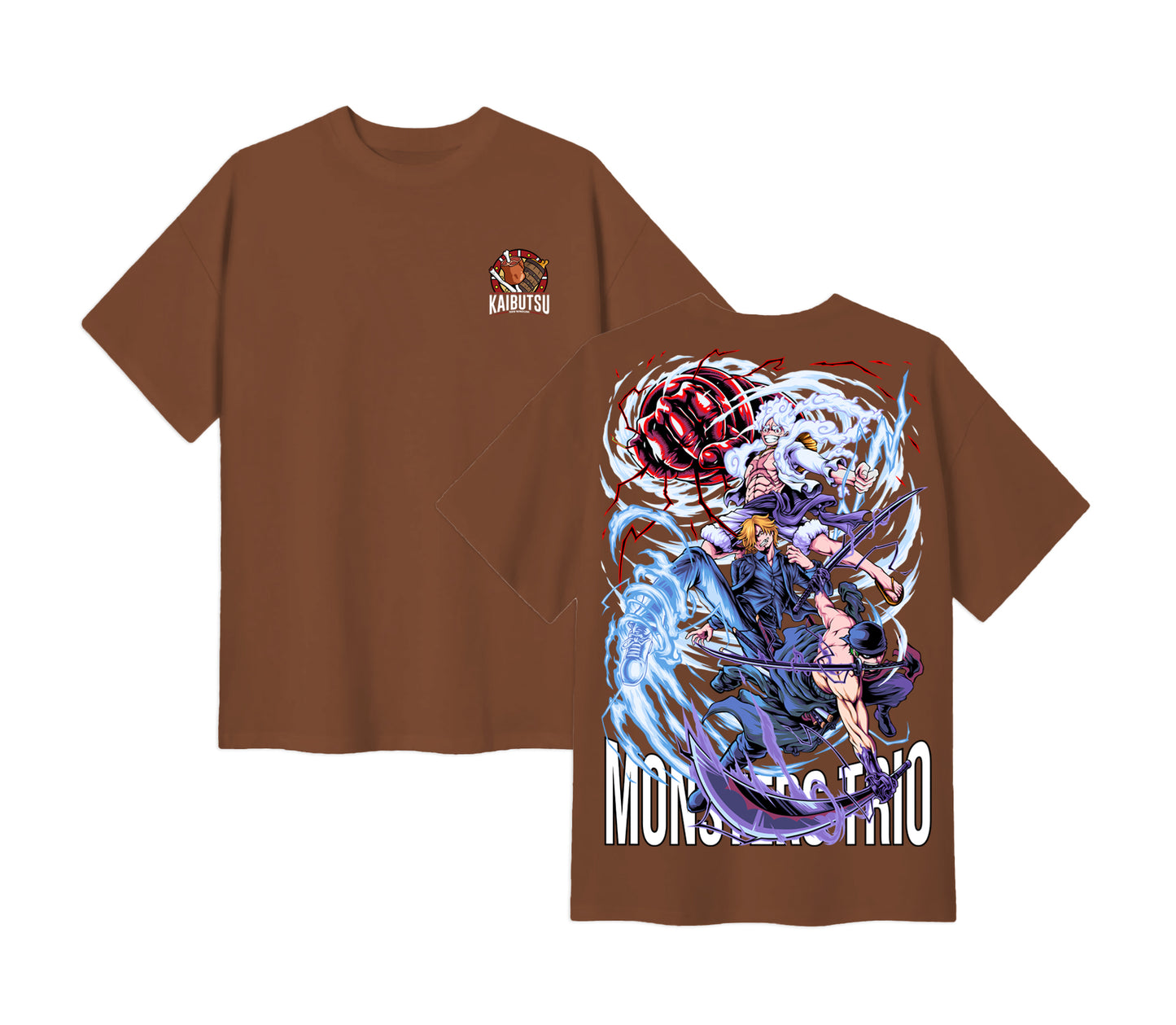 Anime One Piece Monster Trio Short Sleeve Tee - RZM009 - Walnut