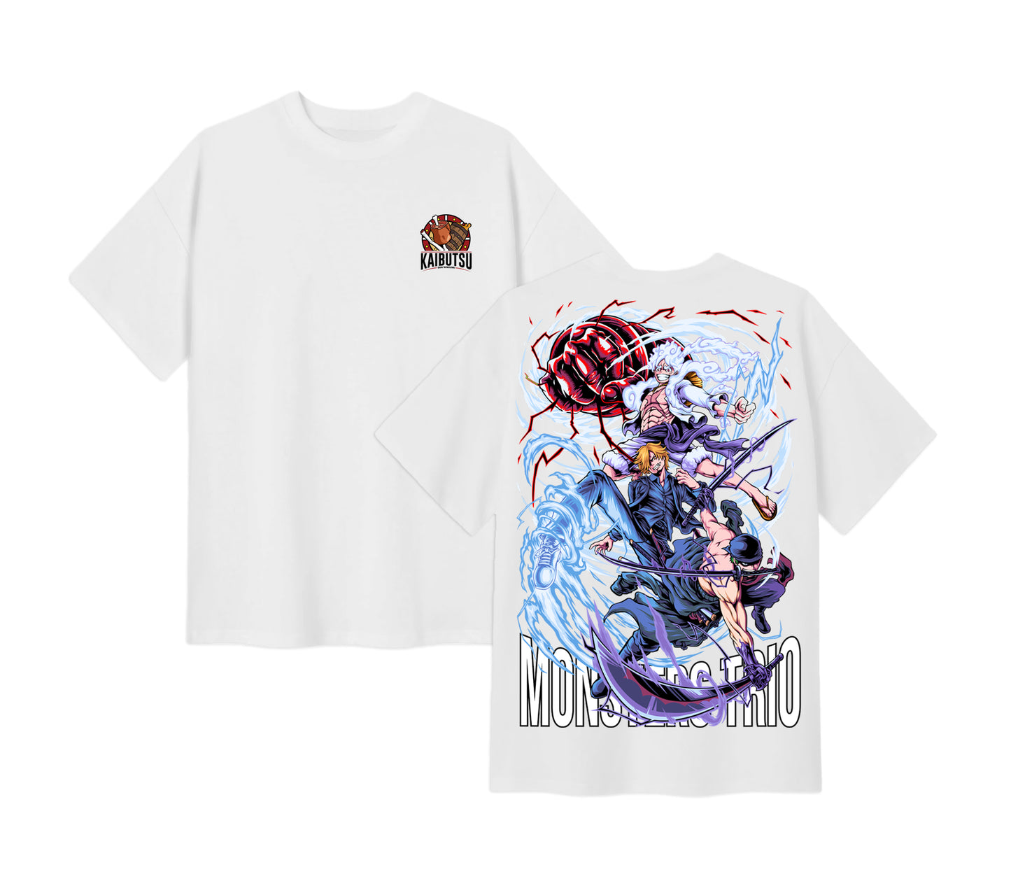 Anime One Piece Monster Trio Short Sleeve Tee - RZM009 - White