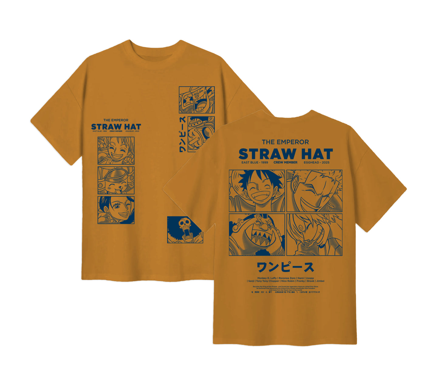 Anime One Piece Emperor Straw Hat Crew Short Sleeve Tee - RZM014 - Bronze