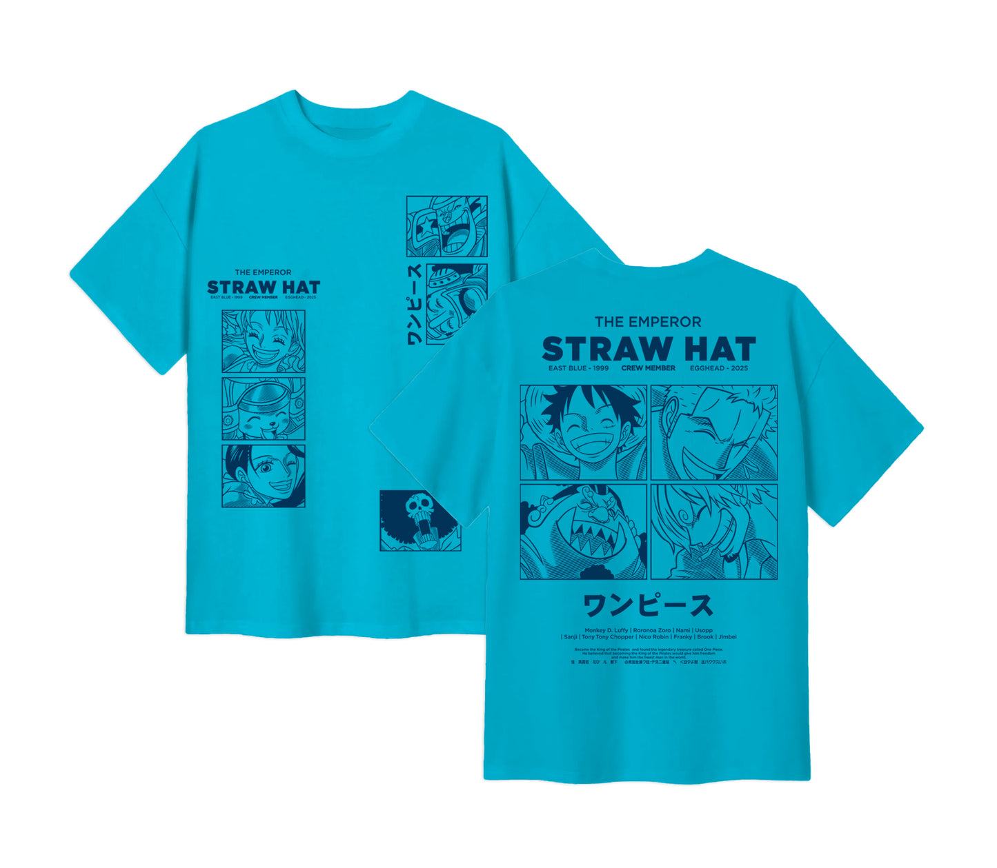 Anime One Piece Emperor Straw Hat Crew Short Sleeve Tee - RZM014 - Tiffany