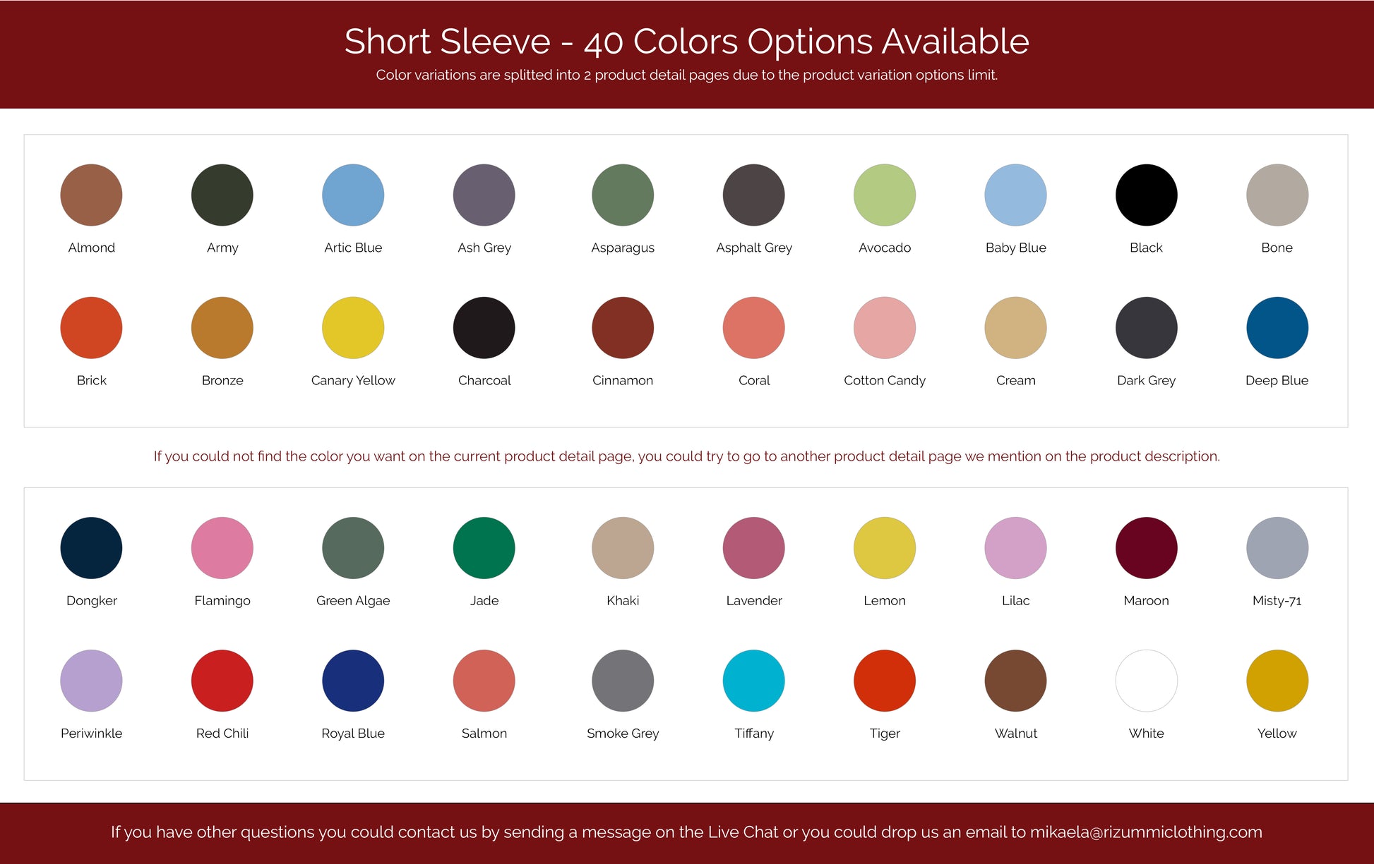 Short Sleeve Color Guides - rizummiclothing.com